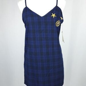 Sam Edelman Navy Plaid Chemise Sleepwear Tank Top